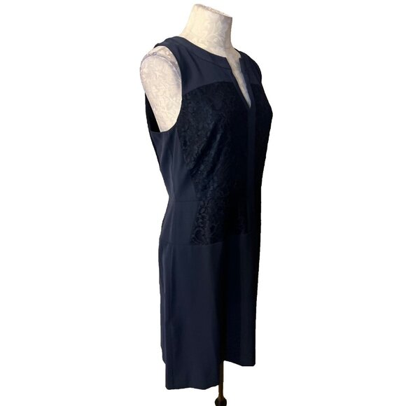 Ann Taylor Dress 10 Lace Panel A Line Stretch Sleeveless Career Church NWT NEW - Picture 3 of 7